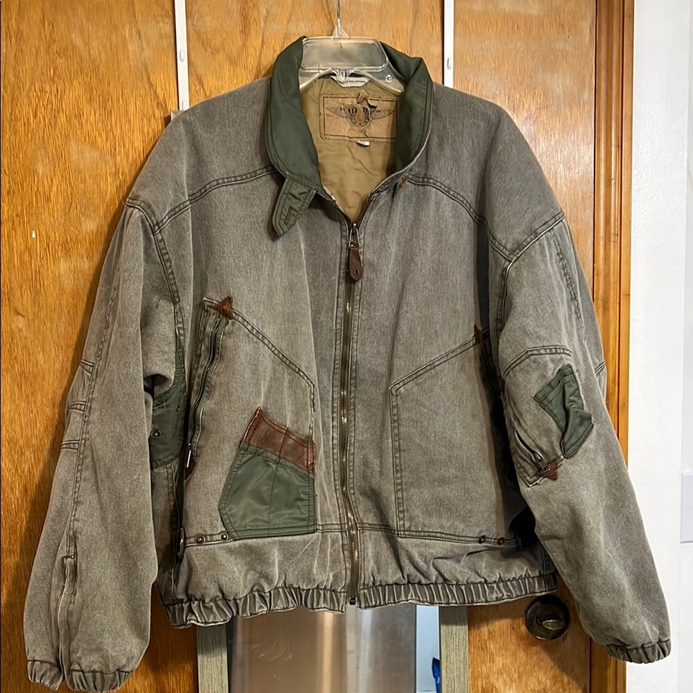 Green Denim Bomber Jacket